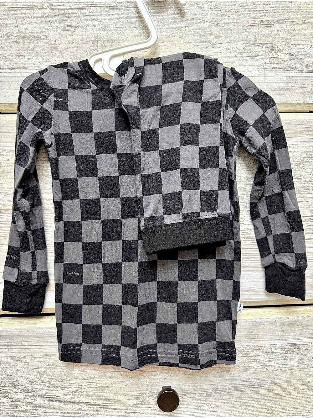Little Sleepies Monochrome Checks Two-Piece Pajama Set Black & Gray Baby 12-18M
